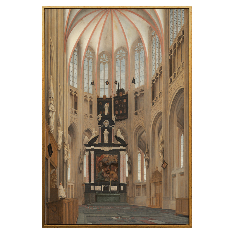 圣约翰大教堂建筑风景小众艺术y装饰画新古典酒店民宿书房玄关挂图片