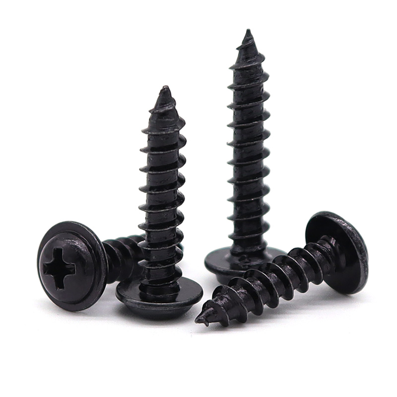 黑色盘头带垫自攻螺丝圆