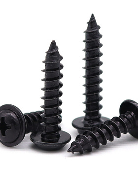 M3M4M5黑色盘头带垫自攻螺丝PWA圆头螺钉ST3.5*x8x10x16x18x25x30