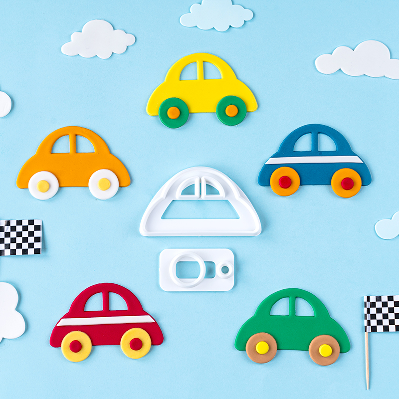 可爱小汽车diy造型塑料切模翻糖饼干压模印花模蛋糕装饰烘焙模具