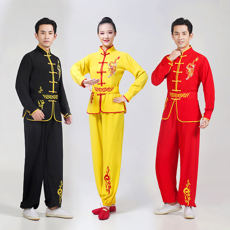 武术服装刺绣龙男女练功