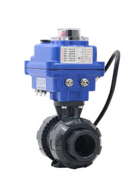 UQ921F-10S耐酸碱耐腐蚀PPH活接塑料UPVC双由令PVC电动球阀AC220V