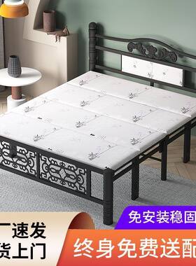 新疆包邮简易折叠床双人床1.5米成人家用木板铁床1.2单人隐形1m简