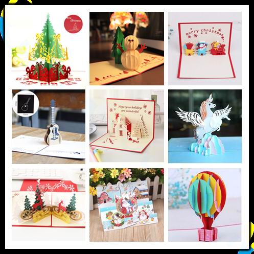 3d立体新年圣诞贺卡节日派对感恩卡圣诞屋祝福卡明信片剪纸纪念品
