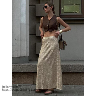 欧美新款街头性感辣妹亮片半身裙Sexy slim fitting sequin skirt