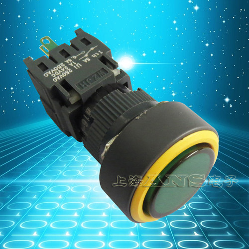 塑料按钮开关M16-271G &Phi;16mm带LED灯 单刀 自复位 按钮开关正