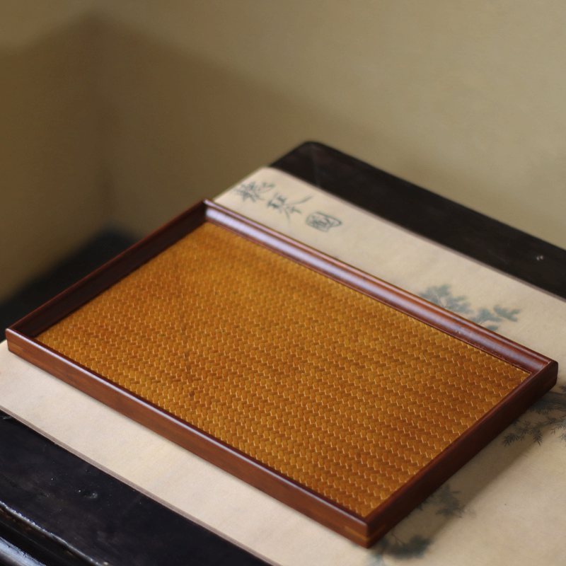 仿古手工竹制茶盘具收纳