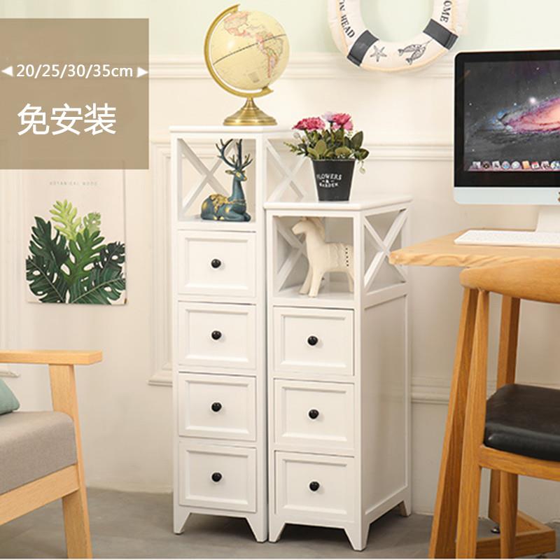 实木夹缝收纳柜超窄床头