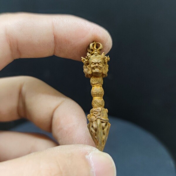 小号尼泊尔黄铜普巴金刚橛降魔杵吊坠金刚杵挂件随身钥匙扣三面佛