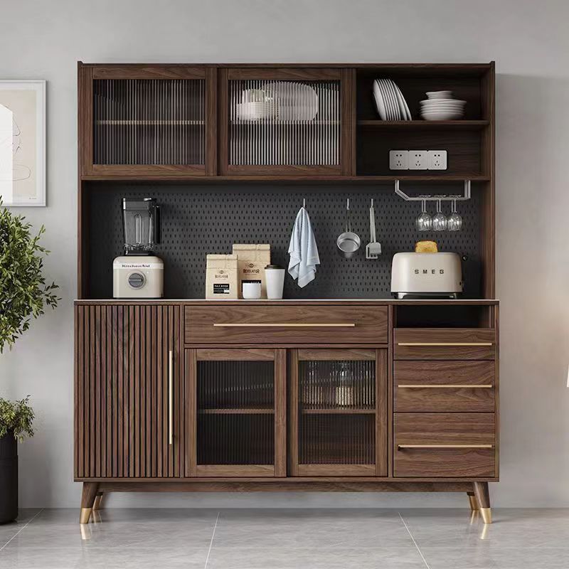 新中式实木餐边柜酒一体