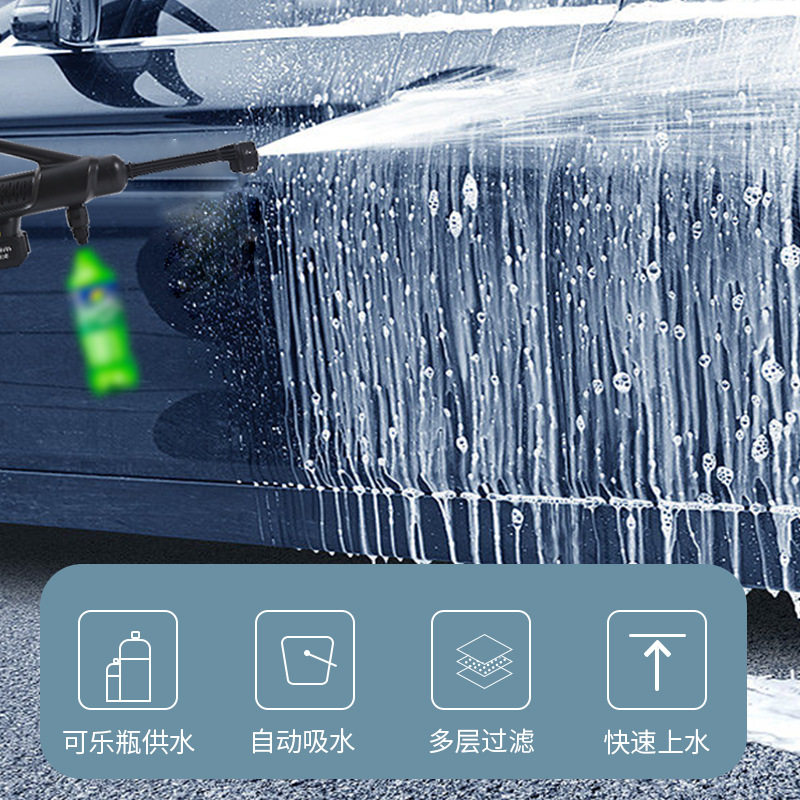 锂电洗车枪车载家用便携充电式高压水枪大功率无线水泵洗车机