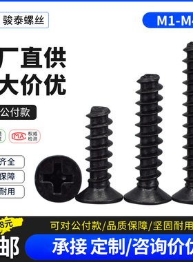 M1M1.7M2M2.6M3M3.5M4黑色十字沉头平尾KB电子小螺丝平头自攻螺丝