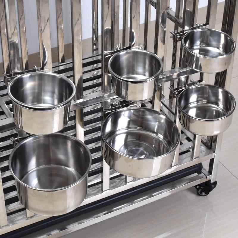 狗盆狗碗防打翻悬挂式猫碗不锈钢宠物食盆猫盆固定喝水碗挂笼用品