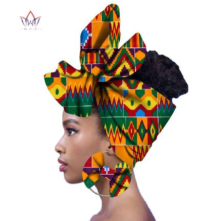 新款时尚非洲头巾+耳环2件 African lady decorating head flower