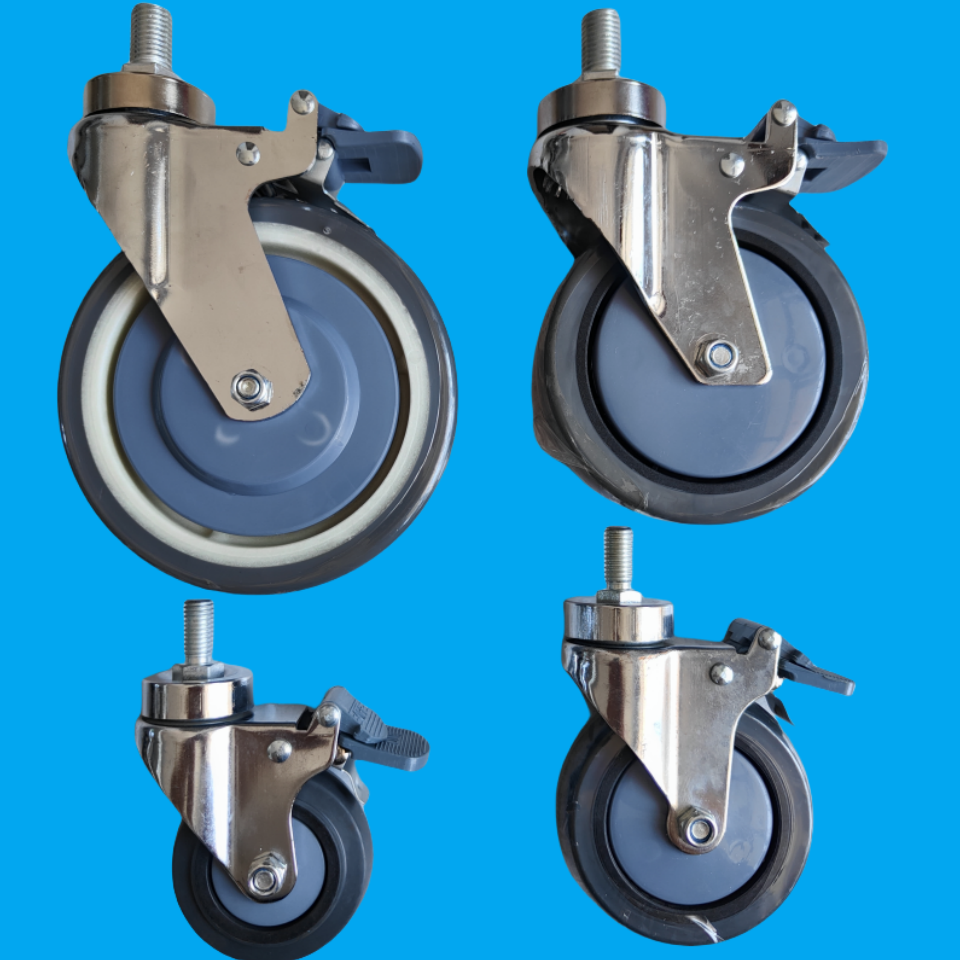 治疗车轮子万向轮3寸4寸5寸6寸万向静音护理床担架轮中控轮带刹车