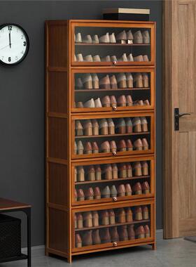 Shoe shelf storage cabinet multi-storey solid wood rack