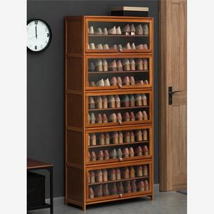 Shoe shelf storage cabinet multi-storey solid wood rack