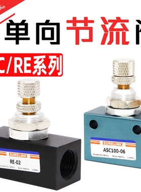 气动PU气管单向节流阀ASC200-08  调速阀 流量控制阀RE-02 03 04