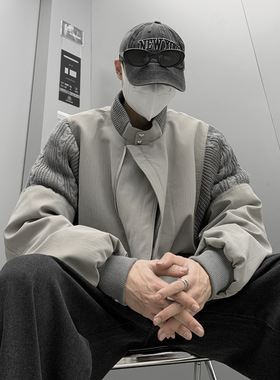 SWAG2023新款美式灰色飞行员夹克生复古宽松棒球服外套春秋季