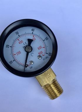 42mm压力表 压力0-60bar 0-900psi 螺纹ZG1/4 径向 leipai Y-40