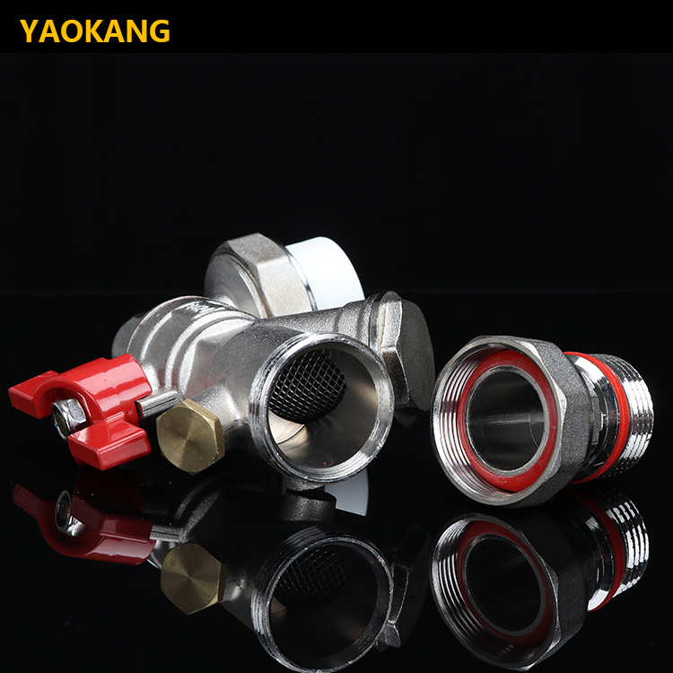 ppr全铜过滤器活接球阀地暖分水器进水阀门角式带表多功能一体阀