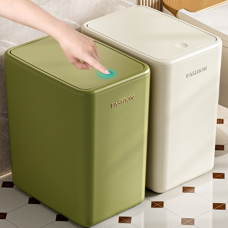 垃圾桶家用2024新款厕所卫生间大号带盖纸篓厨房客厅高颜值卫秦之