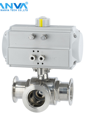 气动不锈钢304真空球阀三通L/T型KF1650卡口卡盘卡箍Q684/5F-16P