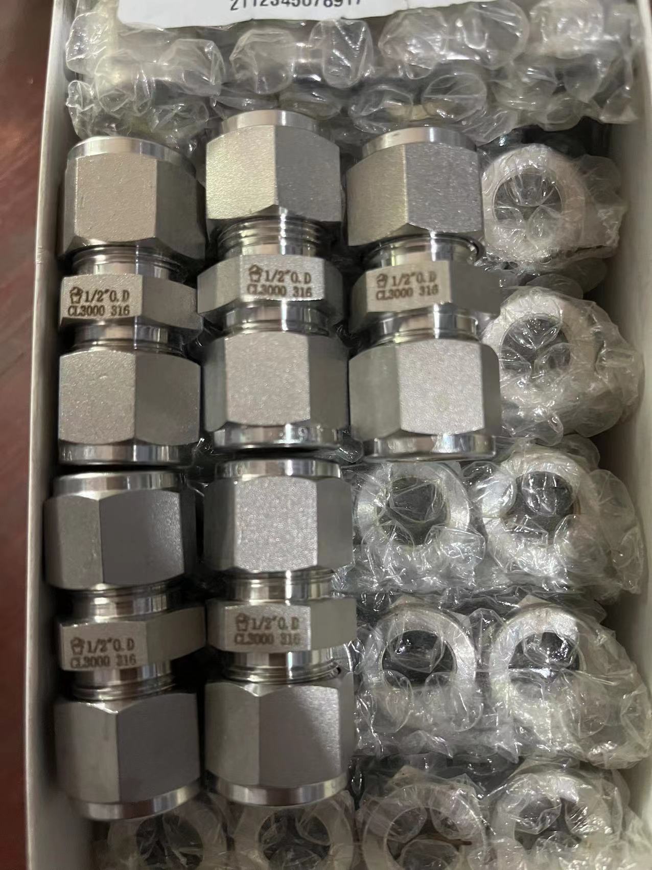 不锈钢316L英制卡套接头1/2-12.7卡套弯头三通直通焊接EP级镀银