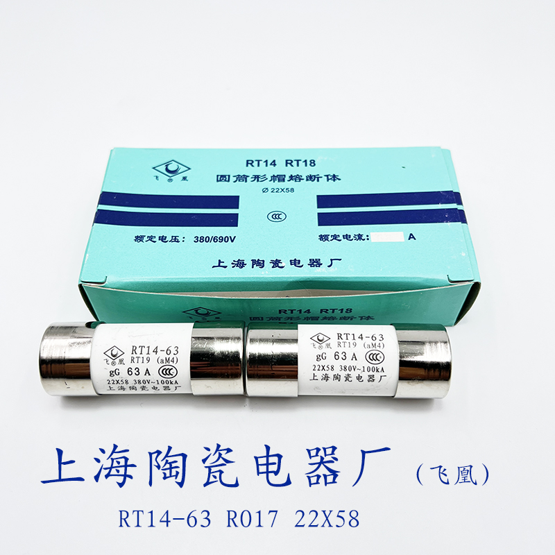 上海陶瓷电器厂RT14-63圆筒帽熔芯R017保险丝22X58熔断器RT19飞凰