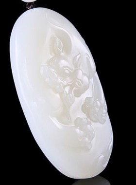 新疆和田白玉吉祥兽头 貔貅把件 籽料玉手把件挂件手玩件