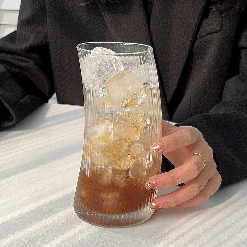 创意杯子牛奶杯果汁杯个性奶茶店月牙条纹风帆异形玻璃杯鸡尾酒杯