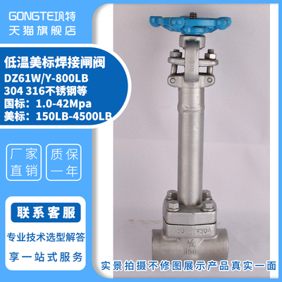 304不锈钢316焊接美标低温闸阀DZ61W/Y-800LB CL150液氧液氮液氩