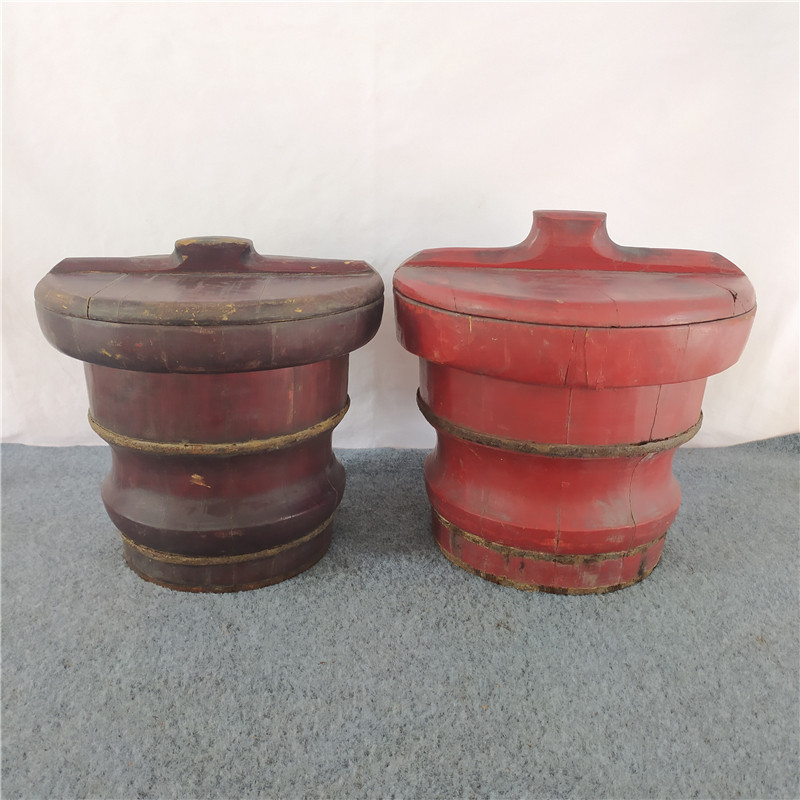 老木桶旧水桶木质实木带盖桶农村老东西民俗怀旧老物件道具摆件