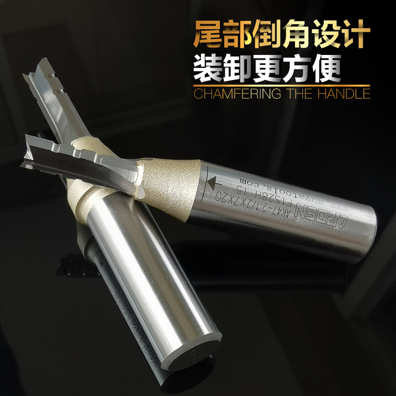 雅登木工刀具TCT三刃高速开料刀刨花板直刀雕刻机搂铣刀开槽下料*