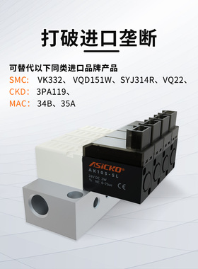 10mm两位三通大流量直动式电磁阀正负压通用AK105  3PA119 VQD112