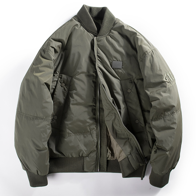 MAROLIO~重磅短款90白鸭绒羽绒服男士保暖工装外套棒球服飞行夹克