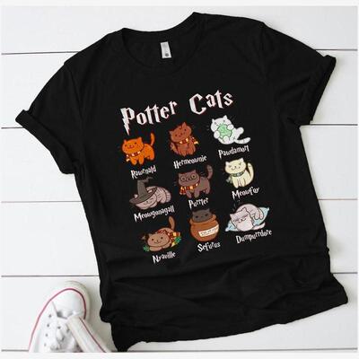 Cute Potter Cats mom Shirt Fashion Women t Shirt Tops Cotton