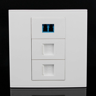86型RJ45网络+RJ11电话+LC光纤墙壁面板电脑网线宽带语音信息面板