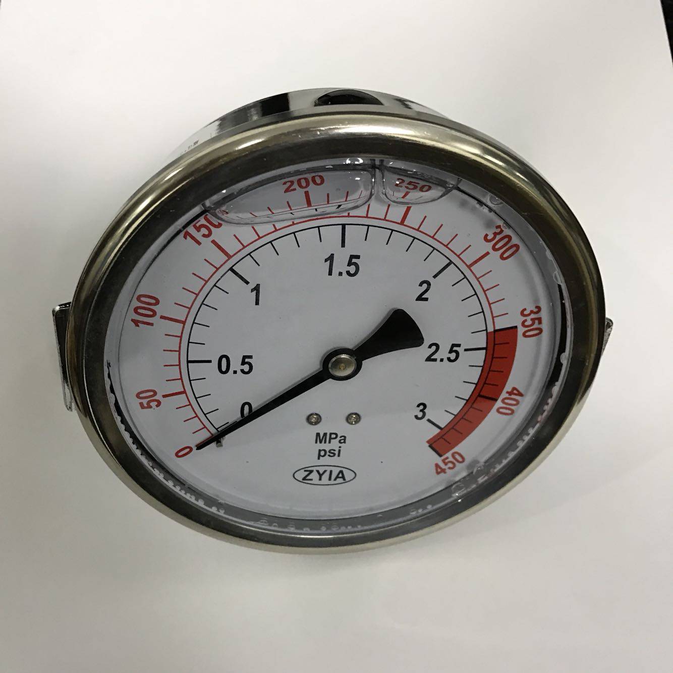轴向耐震带支架压力表 YN-100Z-U 3mpa 450psi 直径100mm m20x1.5