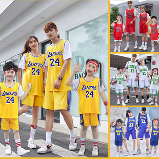 亲子装篮球服儿童速干运动套装短袖套装全家装男童休闲运动装洋气