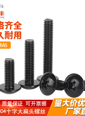 黑色304不锈钢十字大扁头螺丝蘑菇圆头螺栓伞头机螺钉M3M4M5M6M8