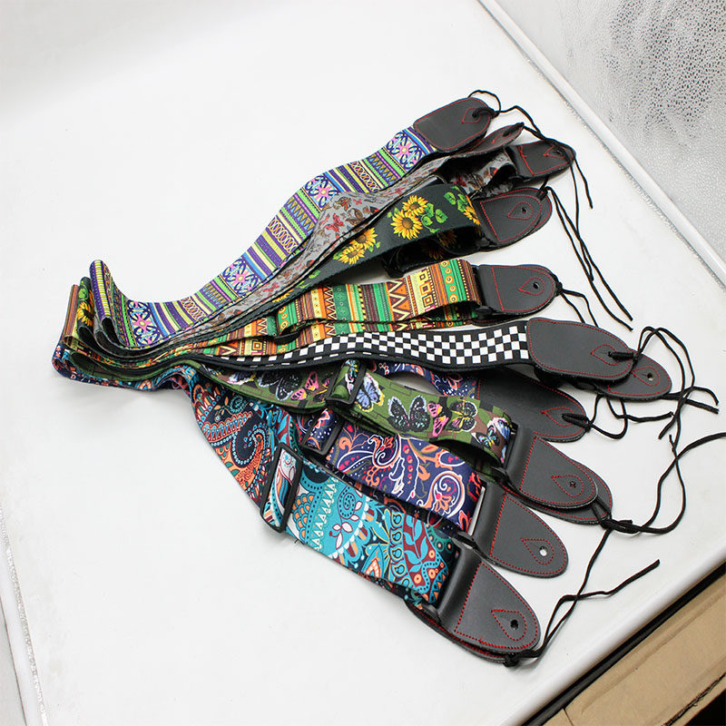 包邮彩色吉他背带木吉他背带电吉他背带民谣个性吉他背带加宽皮头