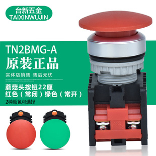 蘑菇头按钮TN2BMG 22厘 绿色 大头按钮 正品 常开 台湾天得