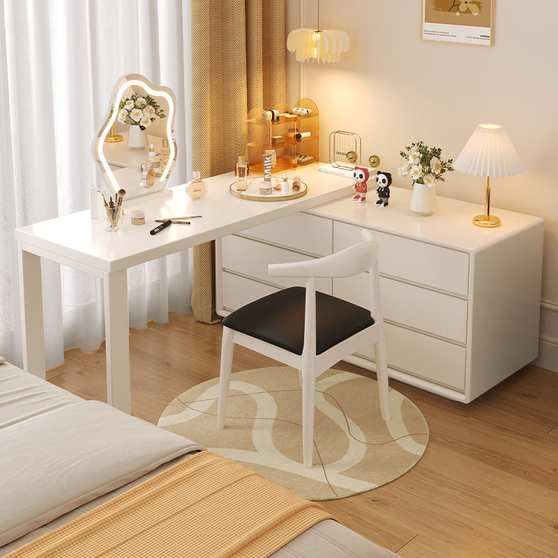 实木书桌电脑桌中学生写字台转角学习办公桌家用简约梳妆台带斗柜
