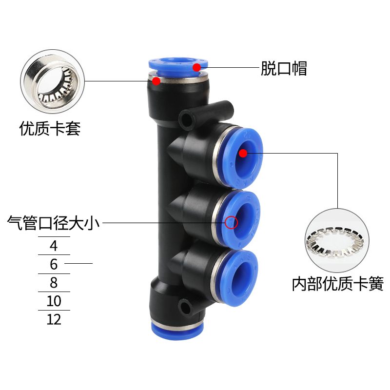 快速插软管塑料转接头五