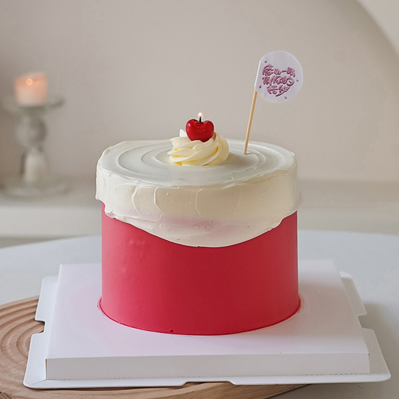 七夕情人节简约ins风蛋糕装饰贴纸浪漫告白插件樱桃蜡烛生日摆件