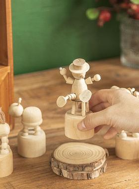 木质小动物摆件办公室复古实木桌面装饰卧室客厅家居饰品创意可爱