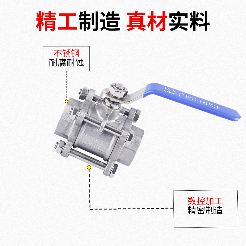 不锈钢球阀内螺纹三片式