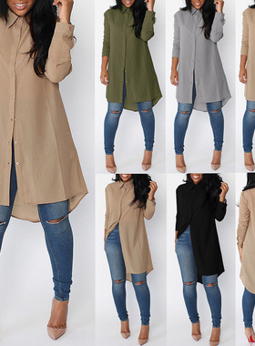 Women long shirts sexy chiffon tops ladies blouse big size