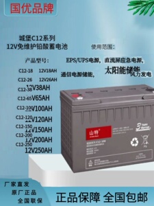 山特C12-18/26/38/65/100/200城堡系列铅酸蓄电池UPS电源12V100AH